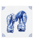 a pair of blue and white boxing gloves
