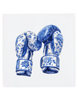 a pair of blue and white boxing gloves