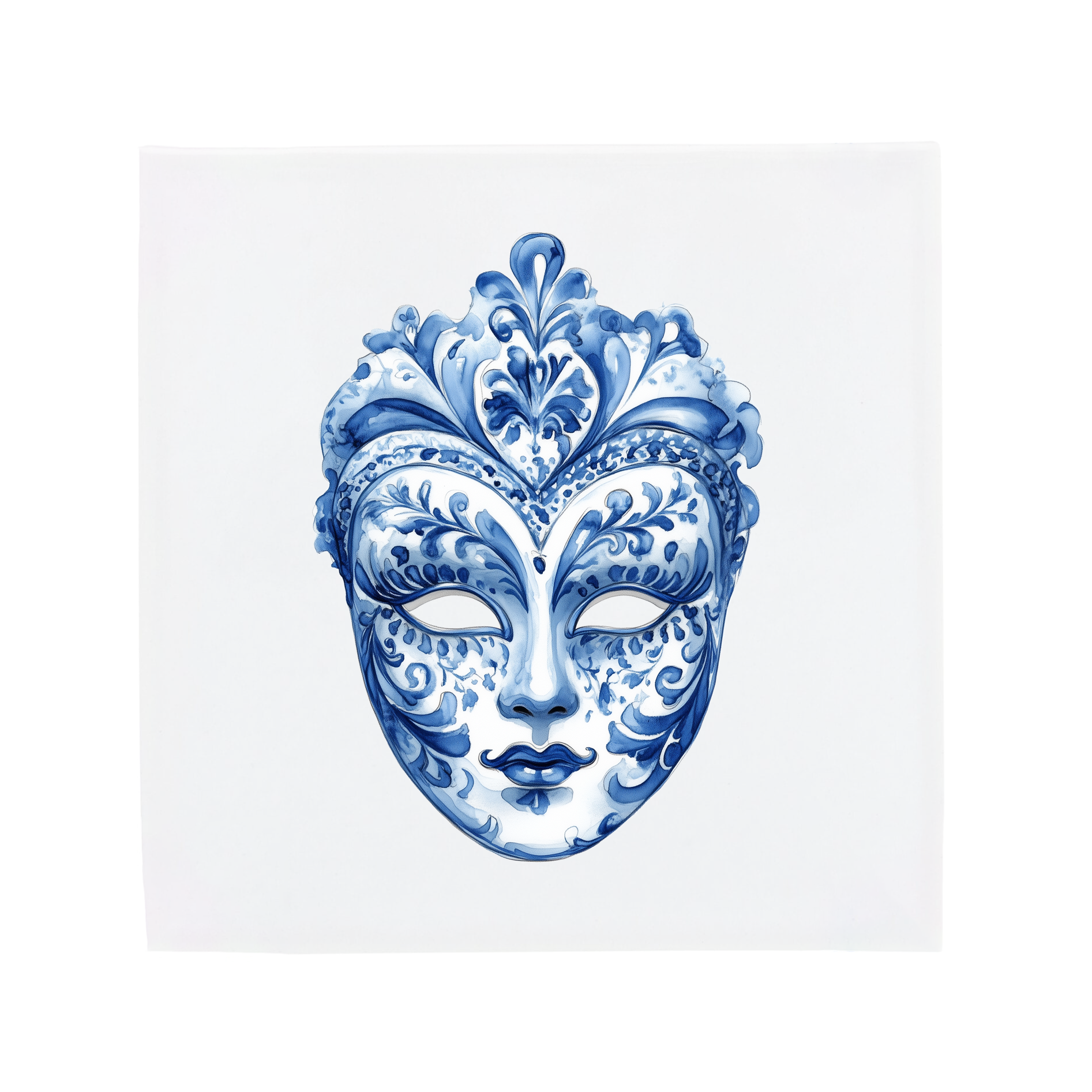 Venetian Mask | The Dutch Tile Project | Delft Blue Ceramic Tile