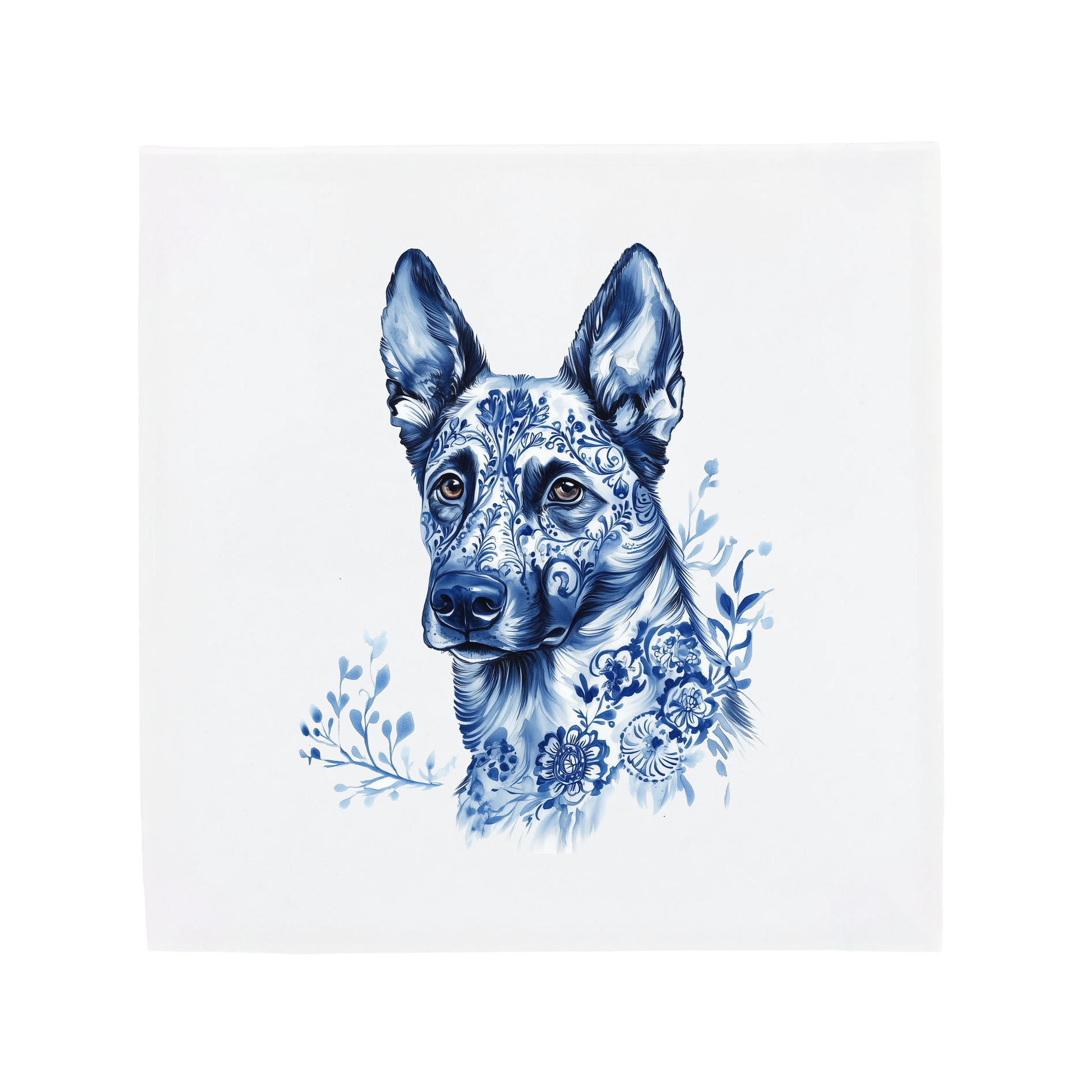 Delfts Blauw tegeltje - Hollandse Herder – The Dutch Tile Project, image size:1893x1893