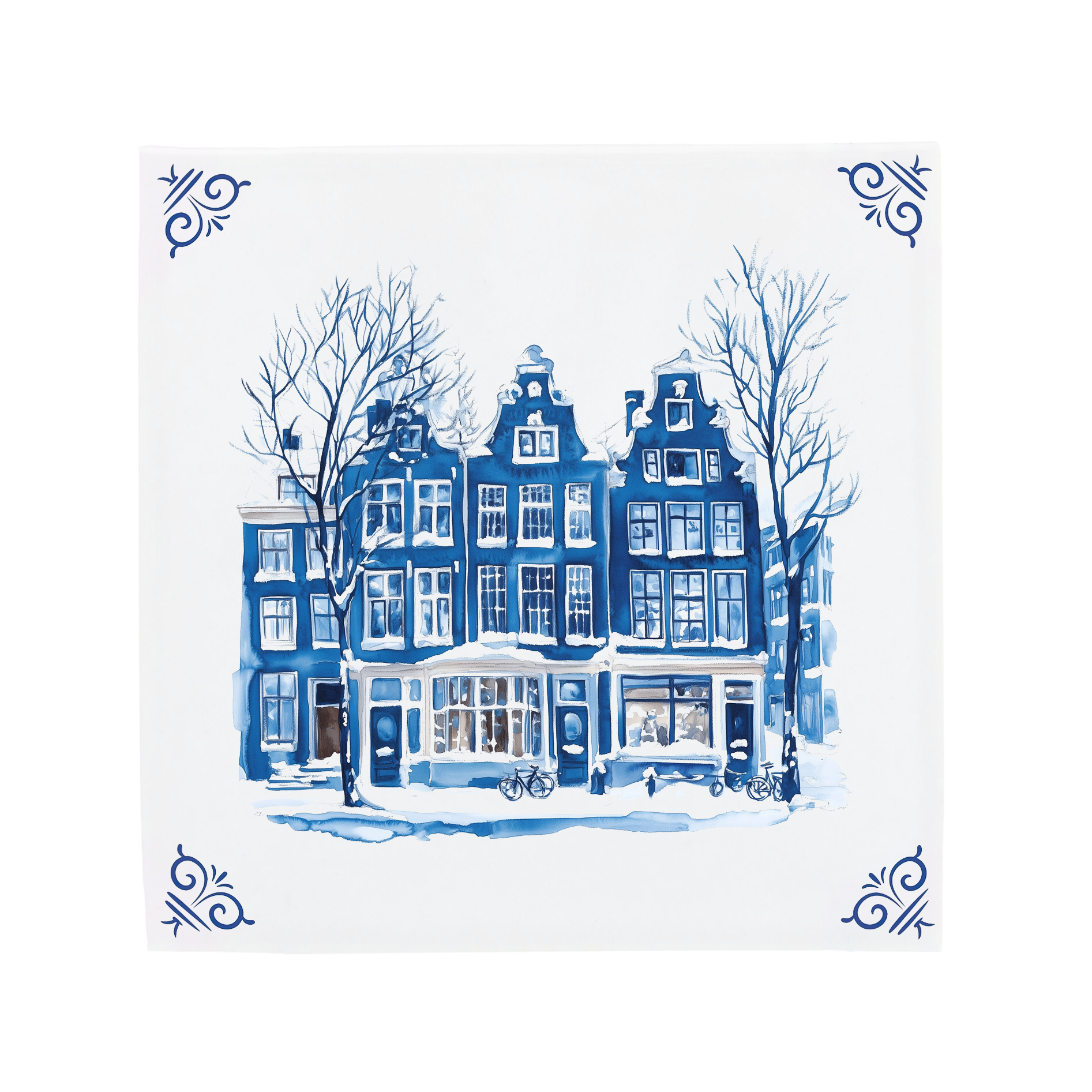 Amsterdamse Grachtenpanden in de Sneeuw