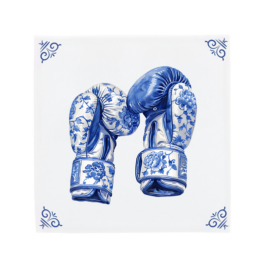 a pair of blue and white boxing gloves