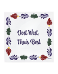 An example tile image with Dutch text in the center reading 'Oost west thuis best'. [market:nl]
