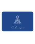 Blauwe cadeaubon van The Dutch Tile Project met wit logo en het woord “Cadeaubon” in handgeschreven stijl. [market:nl]