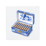 Delft Blue Cigar Box Ceramic Tile Illustration with Floral Porcelain Design