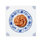 Dutch Delft Blue Pastry on Floral Plate Ceramic Tile Kitchen Wall Art
