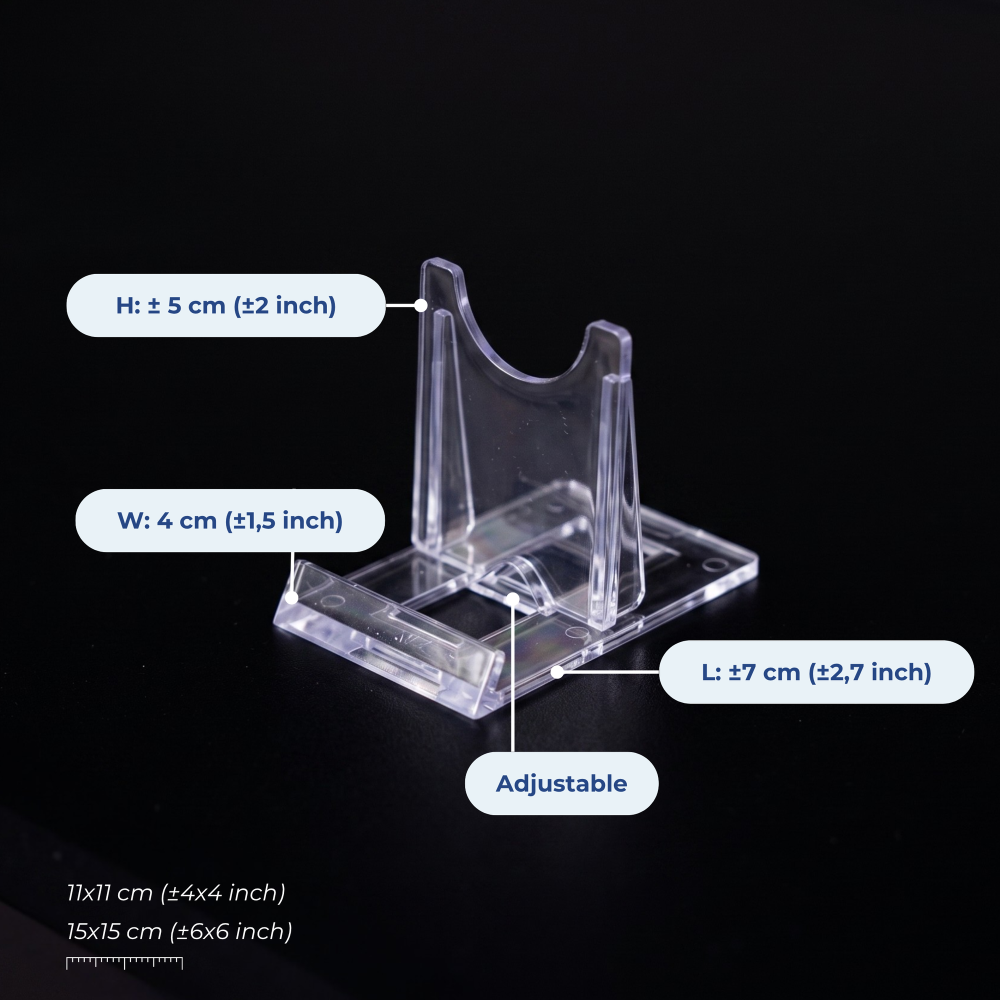 Image of small acrylic tile holder, suitable for the small and medium sized tiles with dimensions [market:!nl,!de,!at]