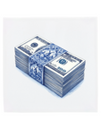 Ceramic tile without corner ornaments featuring a stack of 100 bills
