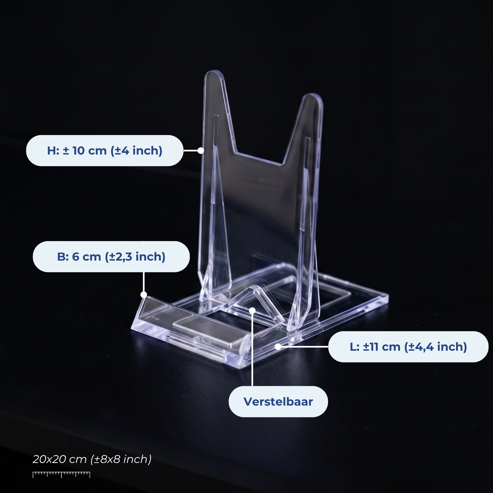 Image of large acrylic tile holder, suitable for the large sized tiles with dimensions [market:nl]