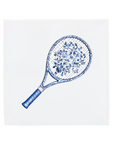 Ceramic Dutch Tile featuring a tennis racket with flower motifs.