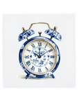 Ceramic Dutch Tile featuring a Delft blue vintage alarm clock design