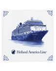 Personalised Delft Blue ceramic tile featuring your own brand design, a modern twist on the classic Dutch tile.