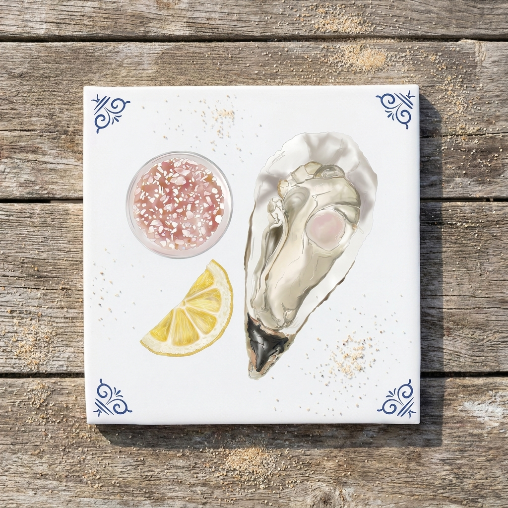 Close-up of the Shellfish platter bundle tiles by Corinne Alexander