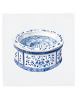 A hot tub on a Delft Blue ceramic tile without corner ornaments