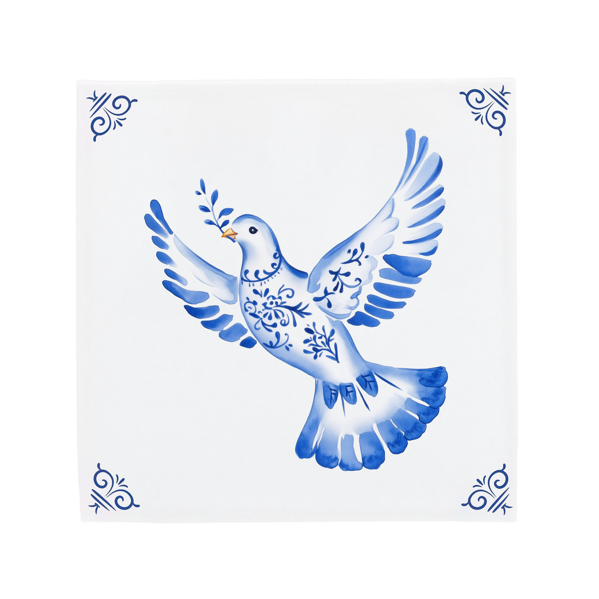 Center Peace Tile Dove of Peace | Delft Blue Ceramic Tiles | The Dutch Tile Project