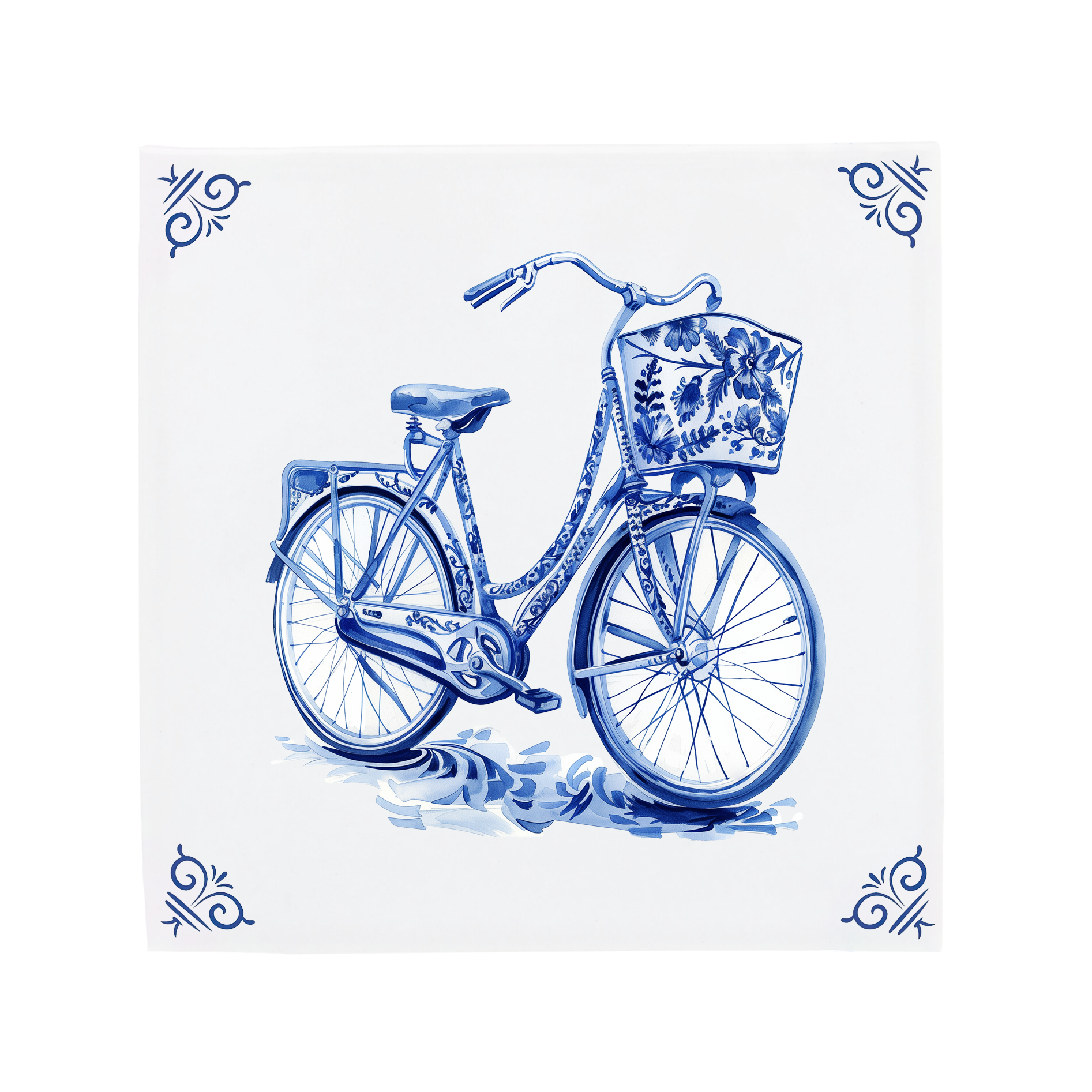 Bicycle | The Dutch Tile Project | Delft Blue Ceramic Tile