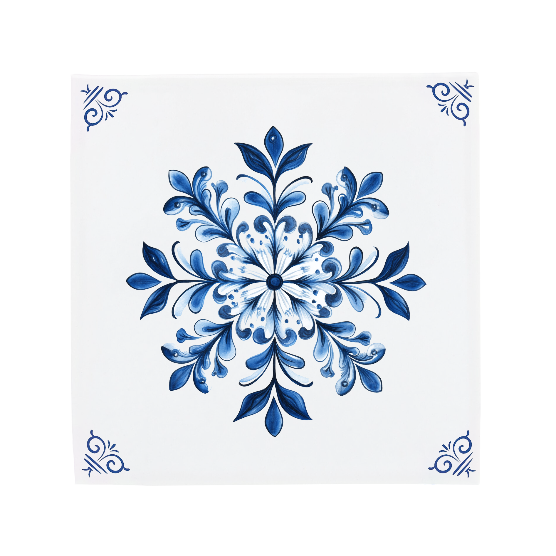 Snowflake | Delft Blue Ceramic Tiles | The Dutch Tile Project