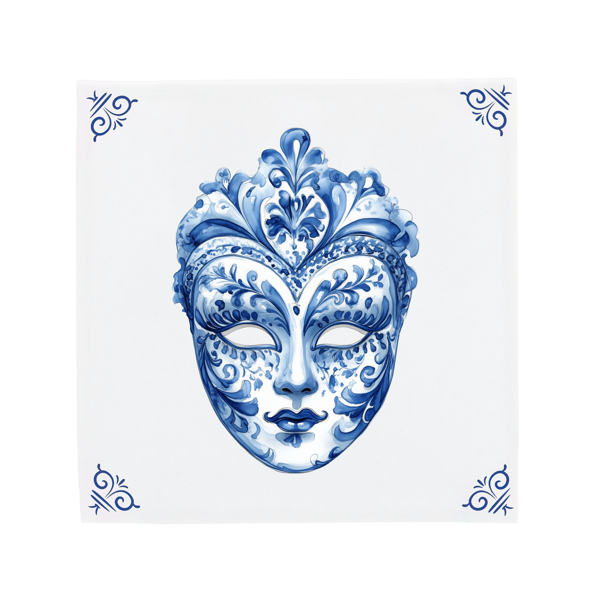 Dutch Mask Venetian Mask | The Dutch Tile Project | Delft Blue Ceramic Tile
