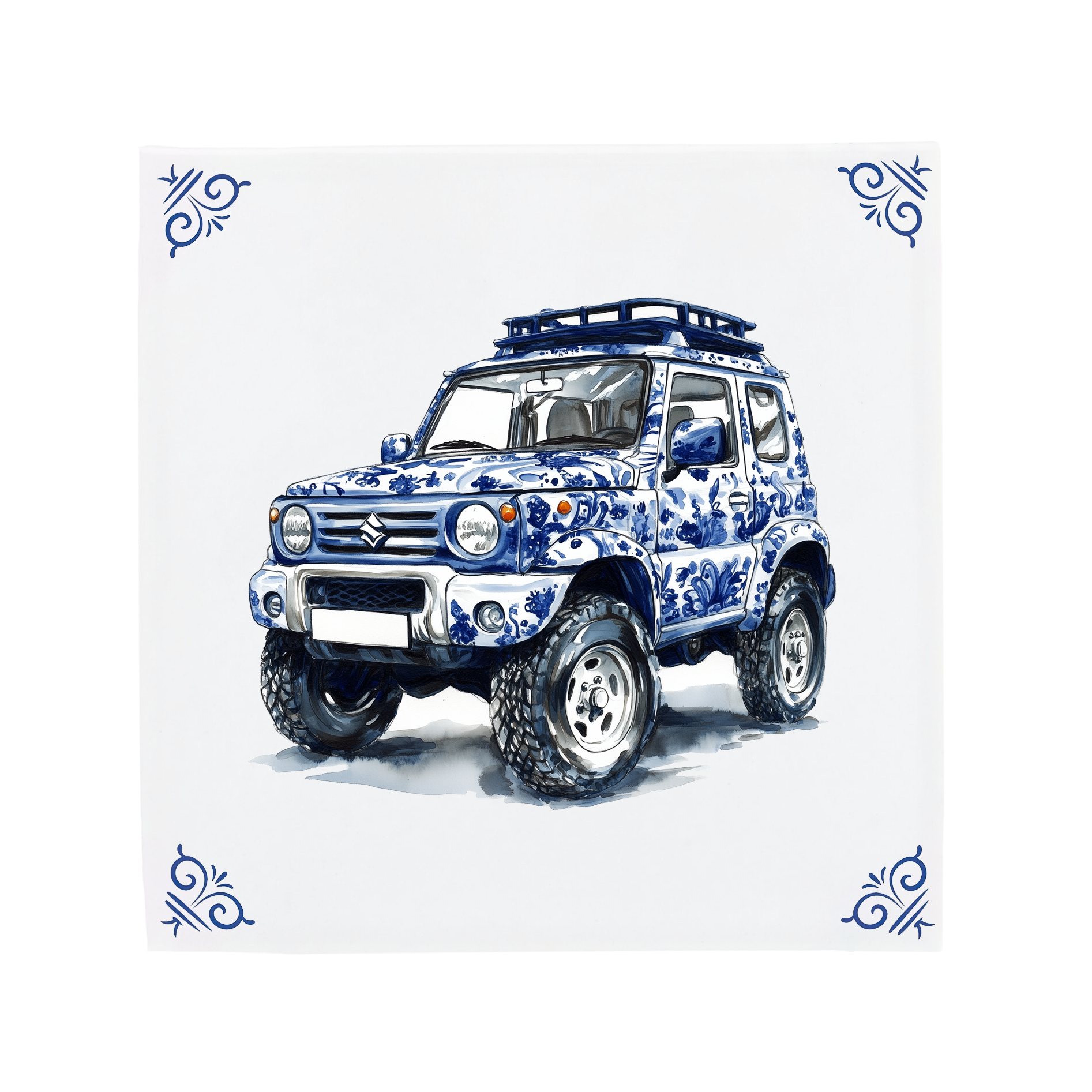 Suruki Tile Classic Suzuki Jimny | The Dutch Tile Project | Delft Blue Ceramic Tile