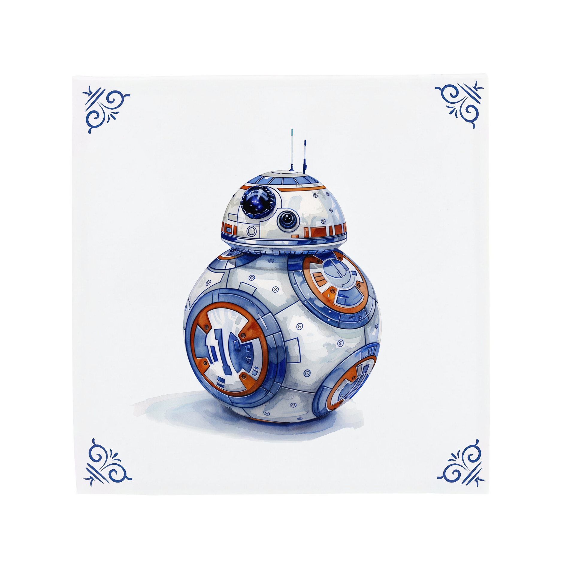 Star Wars BB8 | The Dutch Tile Project | Delft Blue Ceramic Tile