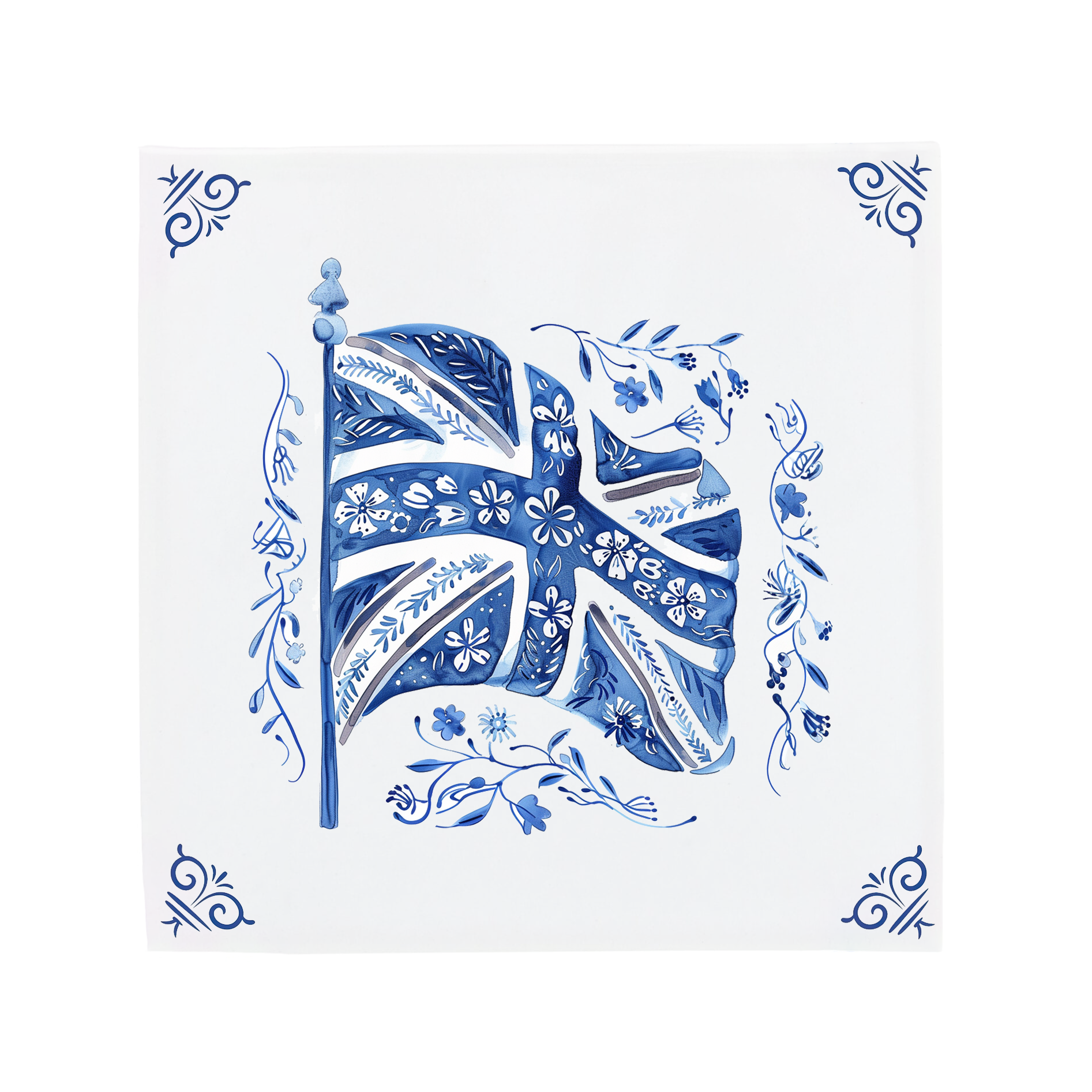 UK Flag | The Dutch Tile Project | Delft Blue Ceramic Tile