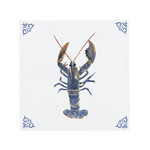 Carreau en céramique bleu de Delft avec un homard canadien, une touche moderne sur le carreau hollandais classique.