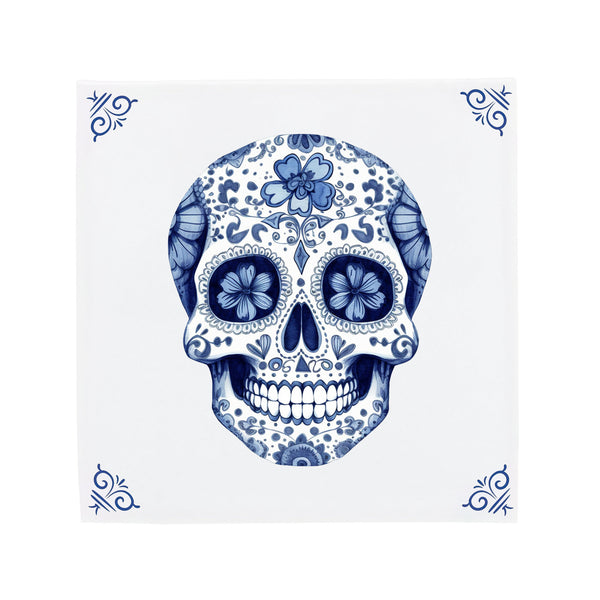 Dia de los Muertos Skull | The Dutch Tile Project | Delft Blue