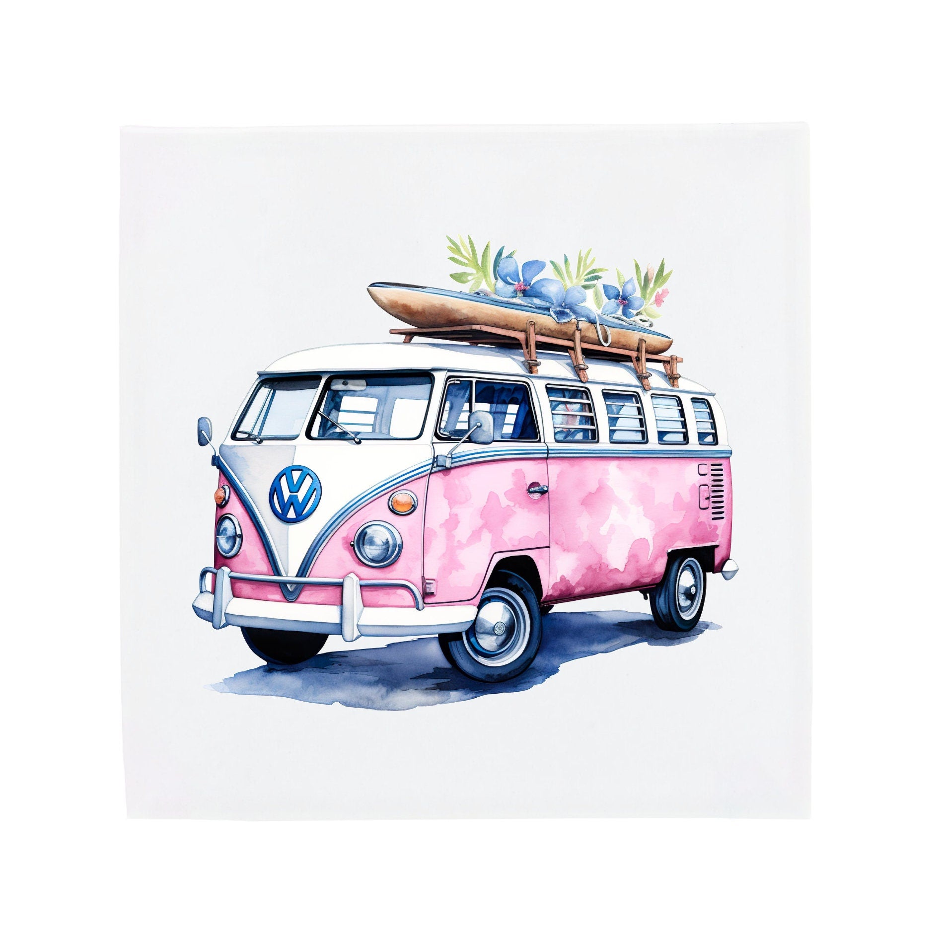 Pink Volkswagen Surf Van | The Dutch Tile Project | Delft Blue