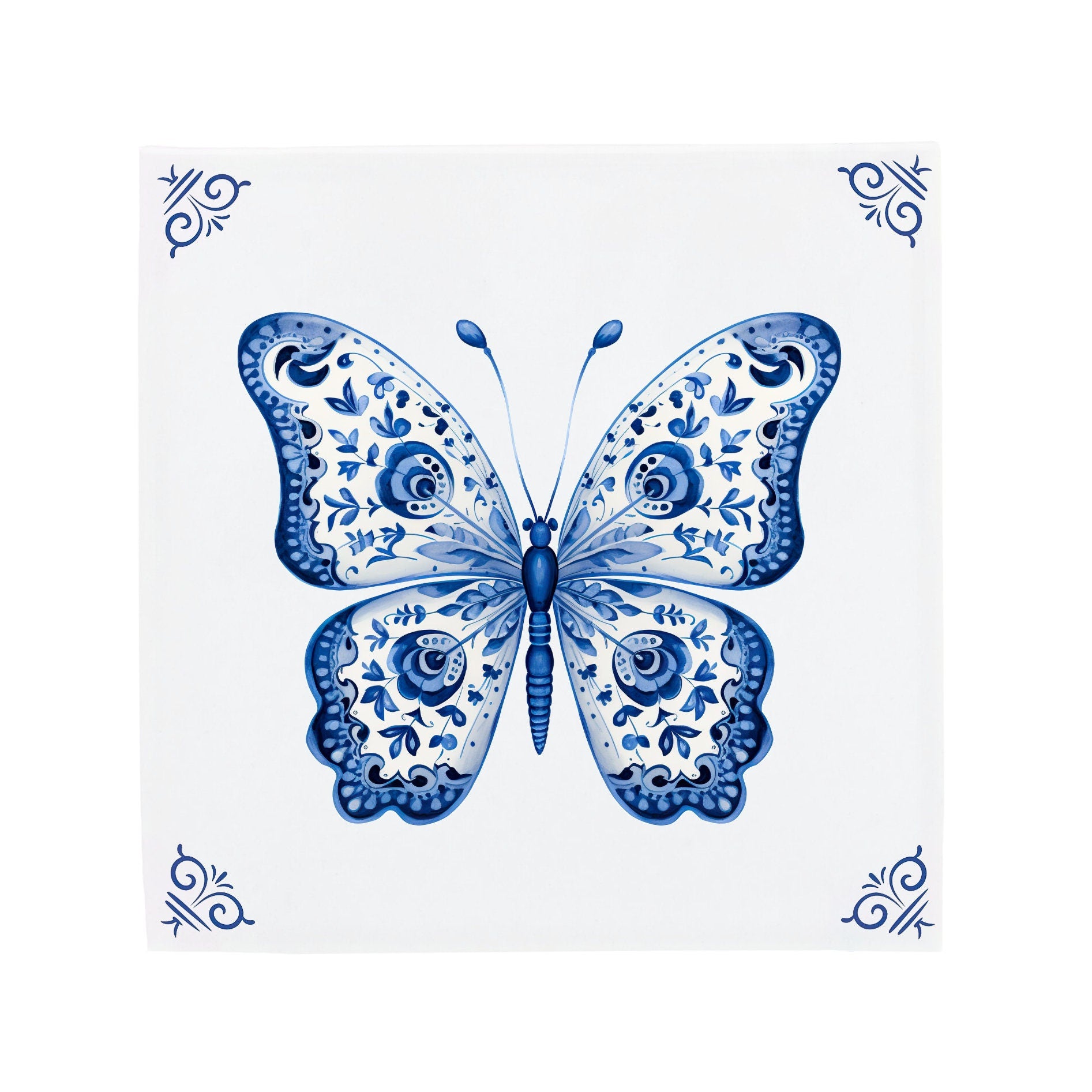 Butterfly | The Dutch Tile Project | Delft Blue Ceramic Tile