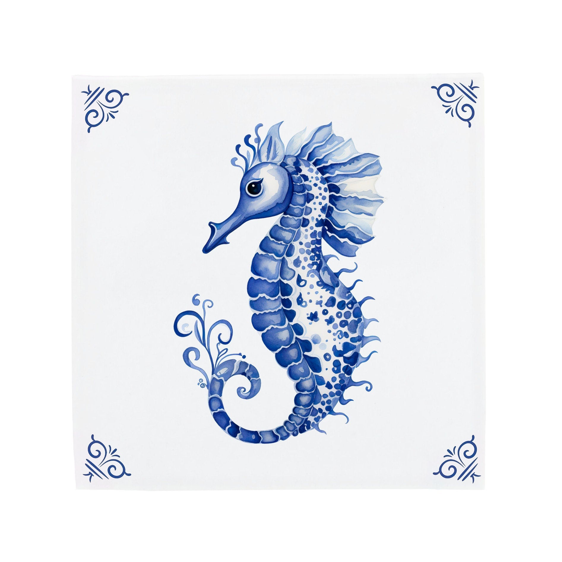 Sea Horse | The Dutch Tile Project | Delft Blue Ceramic Tile